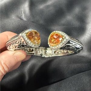New art deco designer topaz and silver bracelet